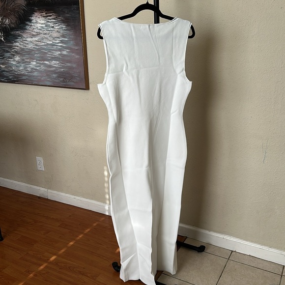 House of CB Noli White‎ Stretch Knit Maxi Dress NWOT Size L - Picture 7 of 15